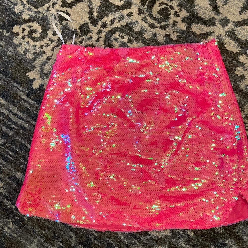 Revolve pink sequined mini skirt